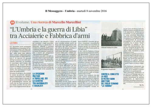 Recensione del libro LUmbria e la Guerra di Libia (1911-1912) sul Messaggero  Umbria