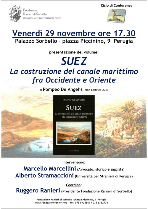 Presentazione a Perugia del libro “Suez – La costruzione del canale marittimo tra occidente ed oriente”